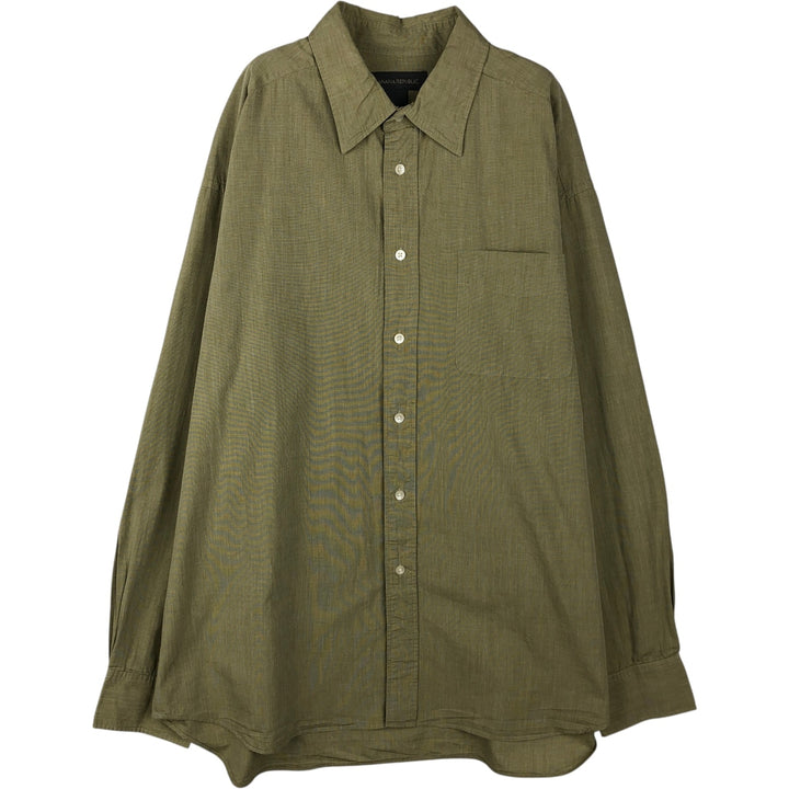 Banana Republic Long-Sleeve Cotton Shirt, Men's Size XL cotton Khaki type sage green Vintage Second Hand