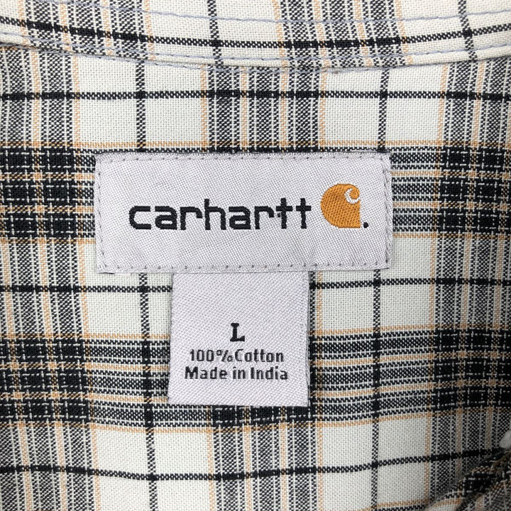 Carhartt Check Pattern Long Sleeve Button-Down Work Shirt, Men's Size L cotton orange type Vintage Second Hand