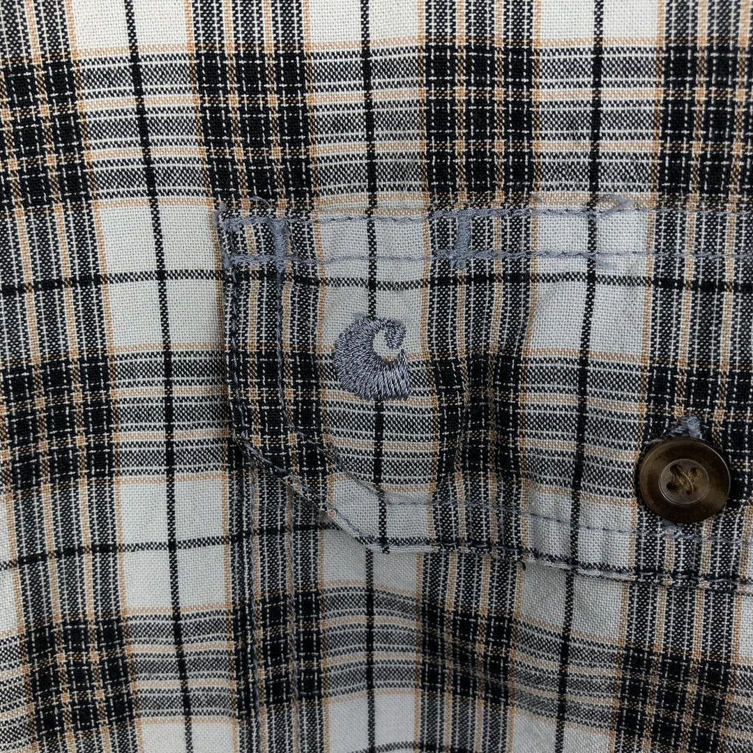 Carhartt Check Pattern Long Sleeve Button-Down Work Shirt, Men's Size L cotton orange type Vintage Second Hand