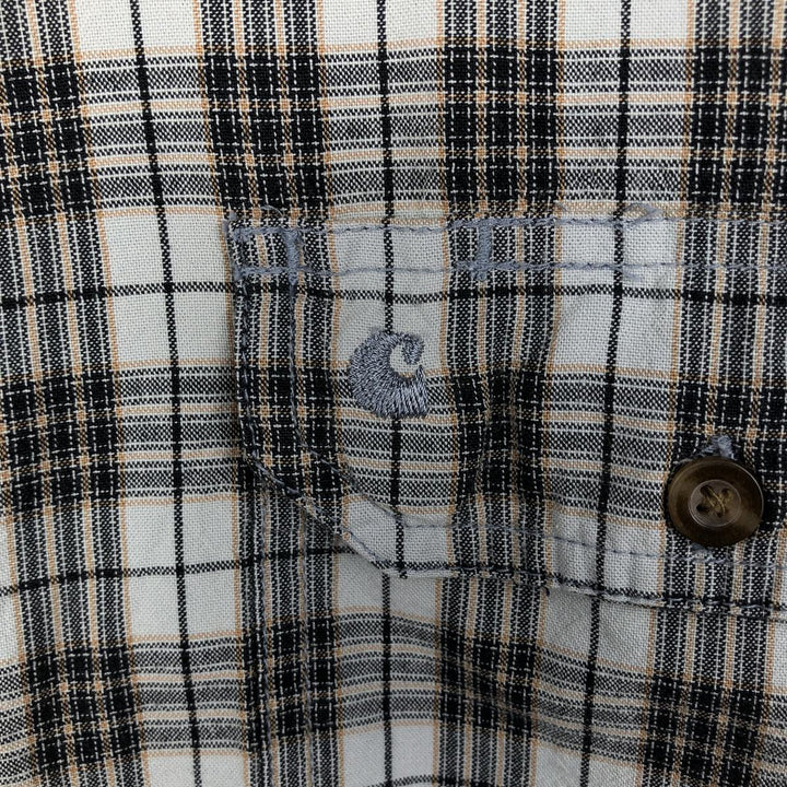 Carhartt Check Pattern Long Sleeve Button-Down Work Shirt, Men's Size L cotton orange type Vintage Second Hand