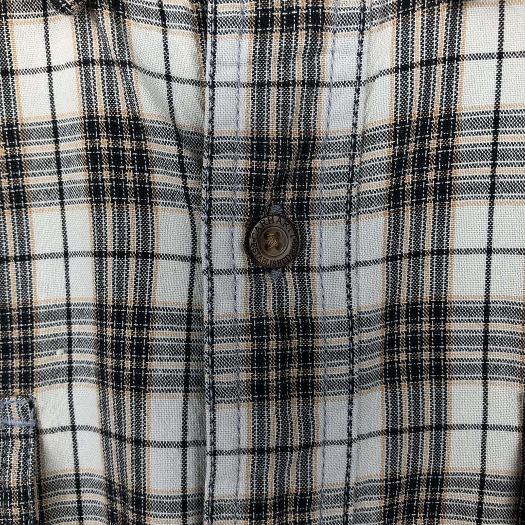 Carhartt Check Pattern Long Sleeve Button-Down Work Shirt, Men's Size L cotton orange type Vintage Second Hand