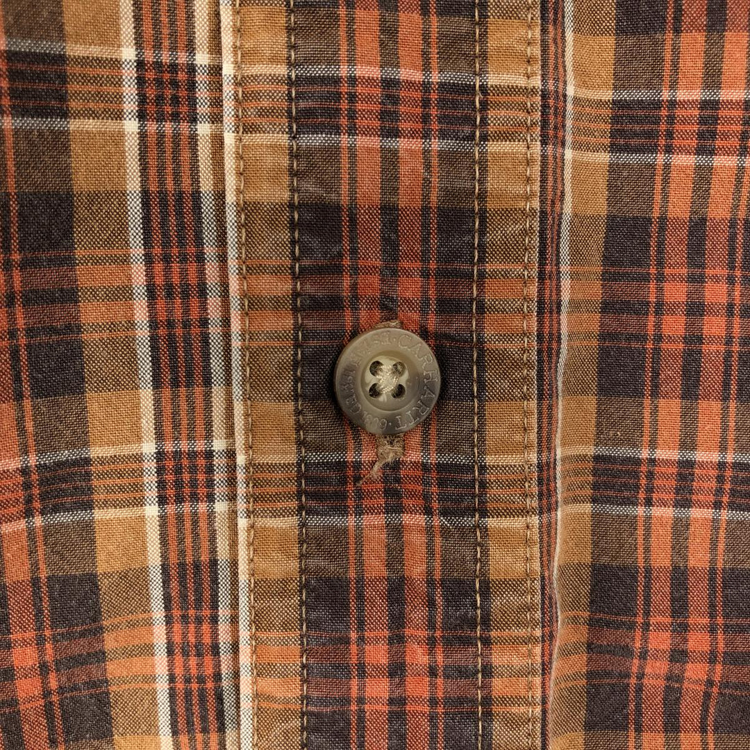 Carhartt Check Pattern Long Sleeve Button-Down Work Shirt, Men's Size L cotton orange type Vintage Second Hand