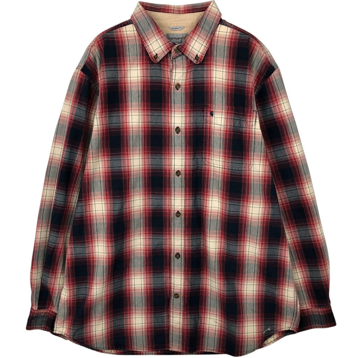 Carhartt Relaxed Fit Long Sleeve Button Down Work Shirt, Men's XL cotton red type Vintage Second Hand