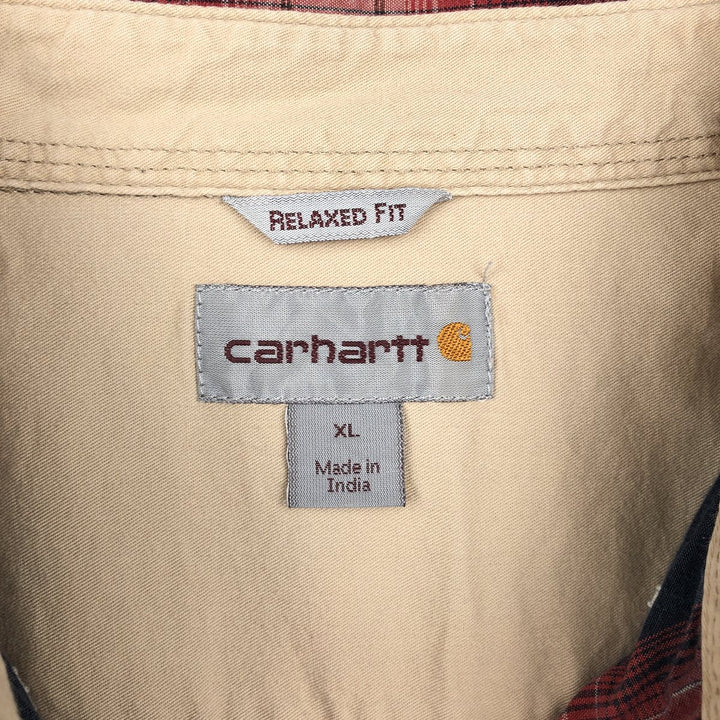 Carhartt Relaxed Fit Long Sleeve Button Down Work Shirt, Men's XL cotton red type Vintage Second Hand