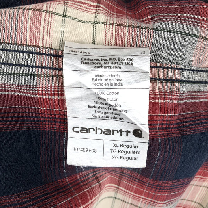 Carhartt Relaxed Fit Long Sleeve Button Down Work Shirt, Men's XL cotton red type Vintage Second Hand
