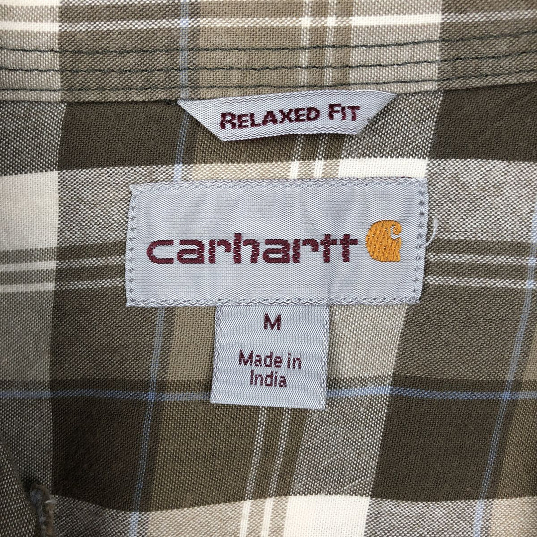 Carhartt Relaxed Fit Long Sleeve Button-Down Work Shirt, Men's Size Medium cotton Khaki type Vintage Second Hand
