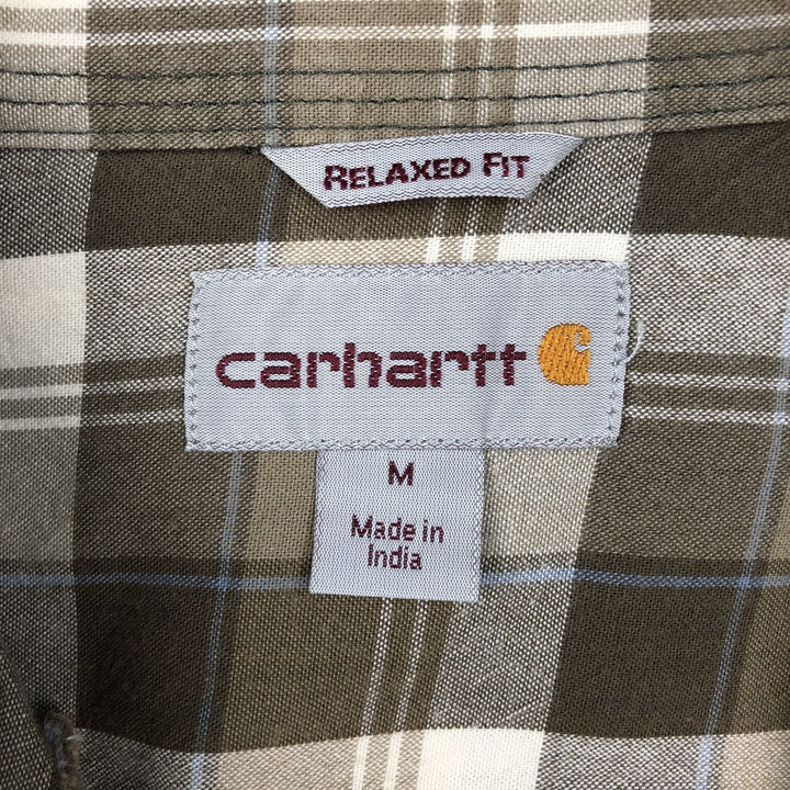 Carhartt Relaxed Fit Long Sleeve Button-Down Work Shirt, Men's Size Medium cotton Khaki type Vintage Second Hand