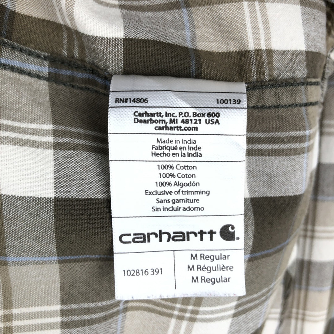 Carhartt Relaxed Fit Long Sleeve Button-Down Work Shirt, Men's Size Medium cotton Khaki type Vintage Second Hand