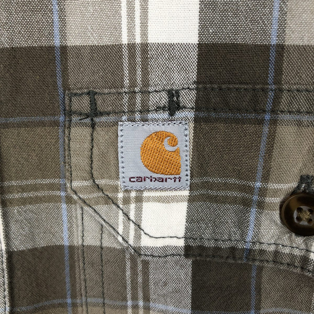 Carhartt Relaxed Fit Long Sleeve Button-Down Work Shirt, Men's Size Medium cotton Khaki type Vintage Second Hand