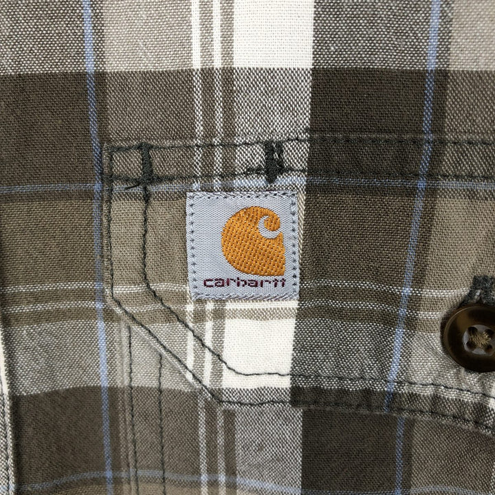 Carhartt Relaxed Fit Long Sleeve Button-Down Work Shirt, Men's Size Medium cotton Khaki type Vintage Second Hand