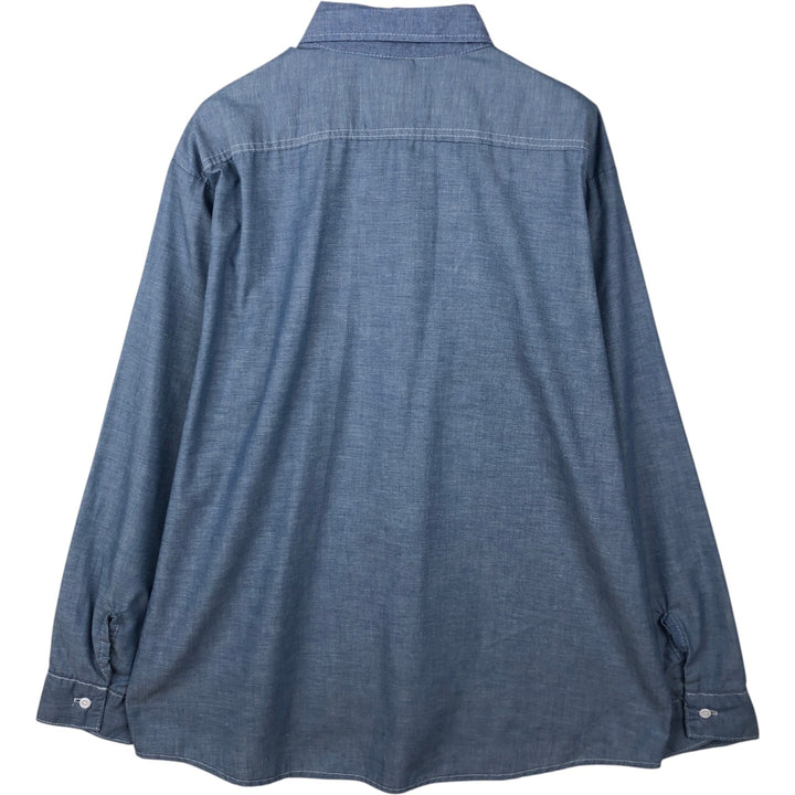 90'S Five Brother Long-Sleeve Work Shirt, Men's XXL Equivalent, Vintage unclear blue type Vintage Second Hand