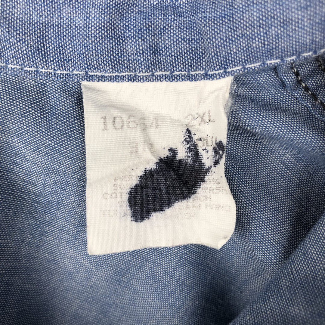 90'S Five Brother Long-Sleeve Work Shirt, Men's XXL Equivalent, Vintage unclear blue type Vintage Second Hand