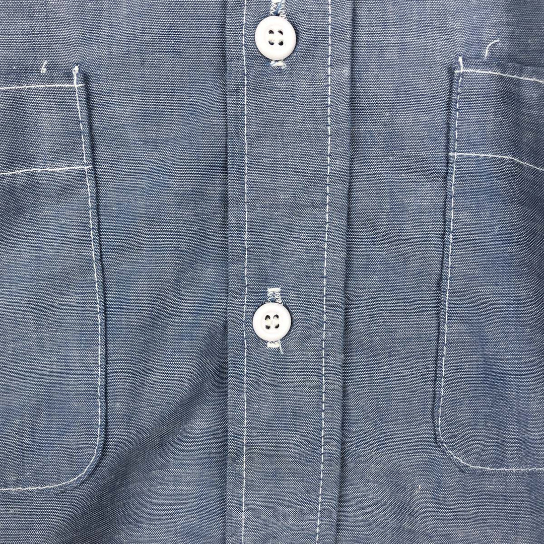90'S Five Brother Long-Sleeve Work Shirt, Men's XXL Equivalent, Vintage unclear blue type Vintage Second Hand