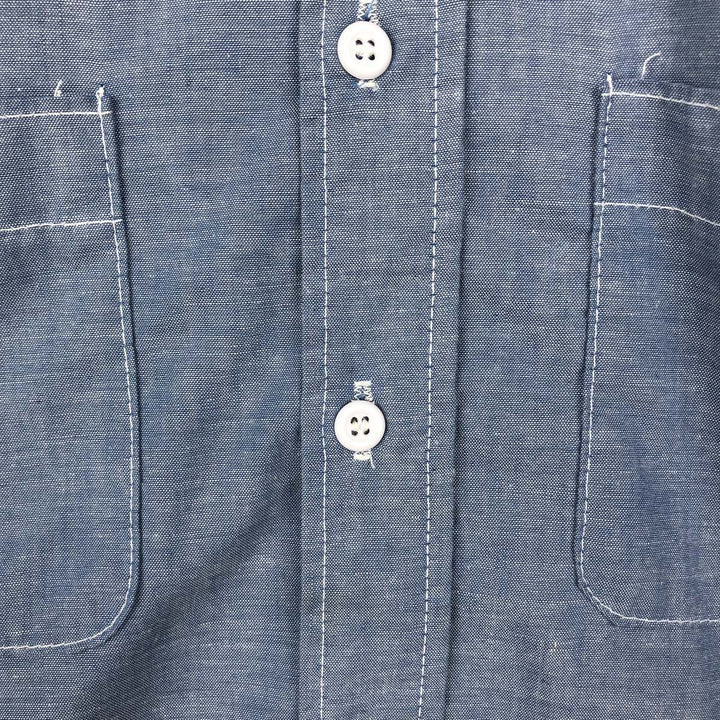 90'S Five Brother Long-Sleeve Work Shirt, Men's XXL Equivalent, Vintage unclear blue type Vintage Second Hand