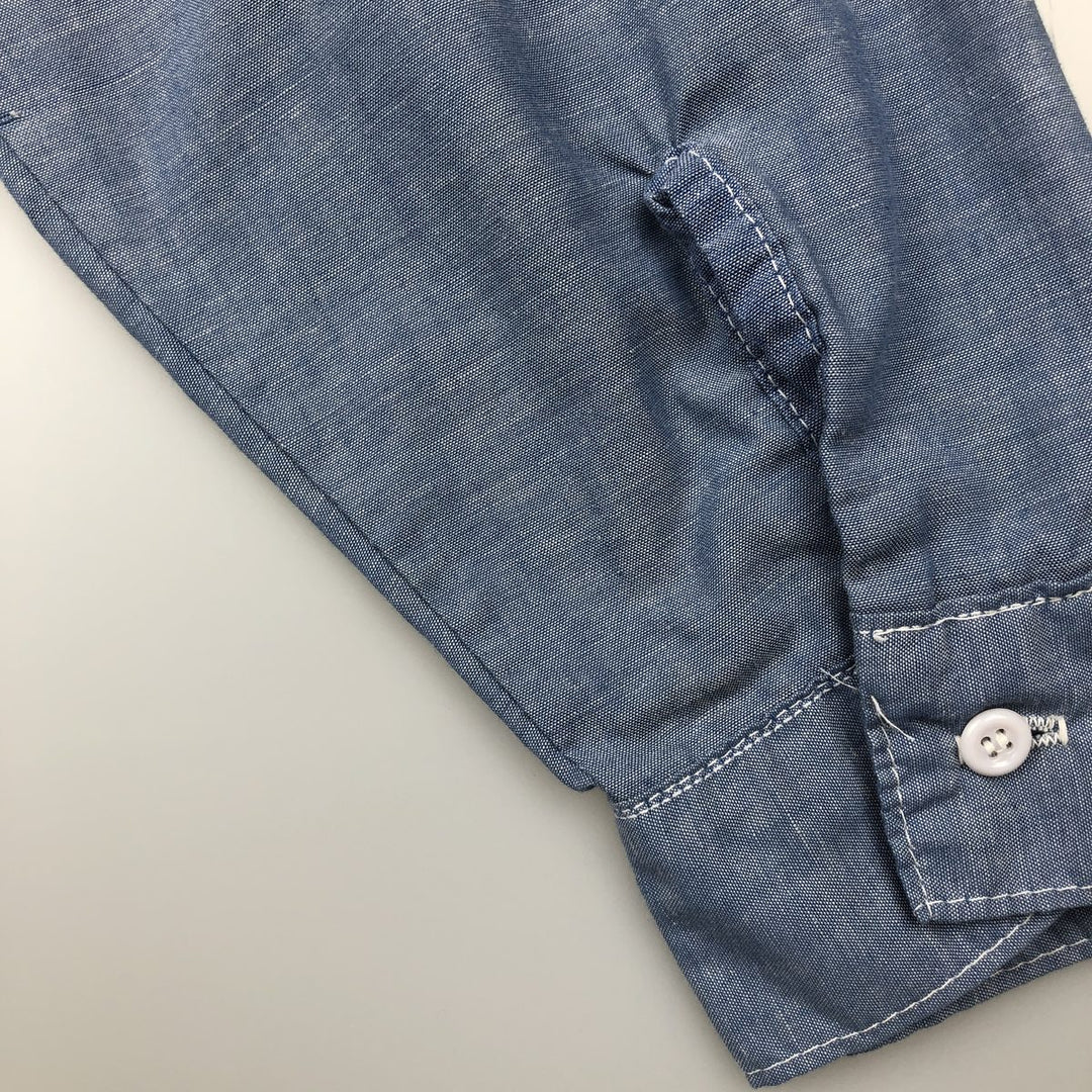 90'S Five Brother Long-Sleeve Work Shirt, Men's XXL Equivalent, Vintage unclear blue type Vintage Second Hand