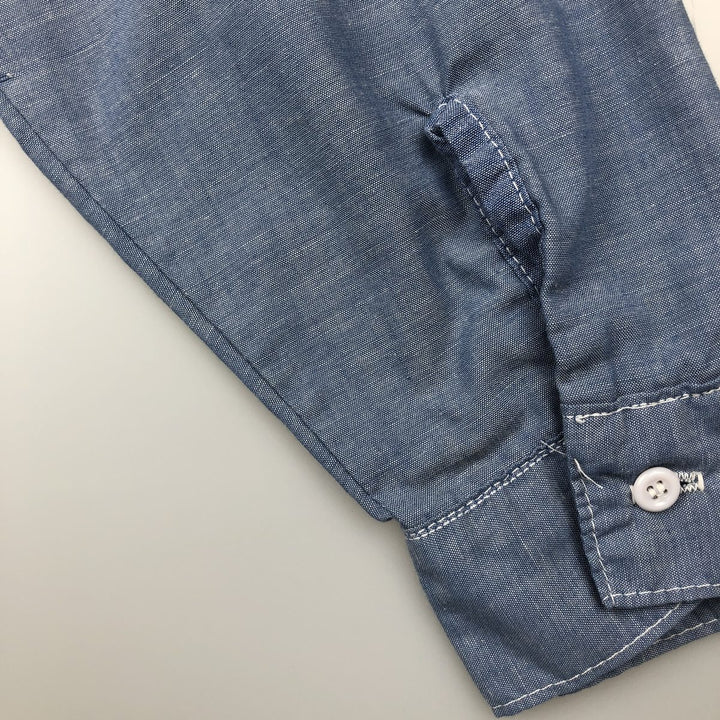 90'S Five Brother Long-Sleeve Work Shirt, Men's XXL Equivalent, Vintage unclear blue type Vintage Second Hand