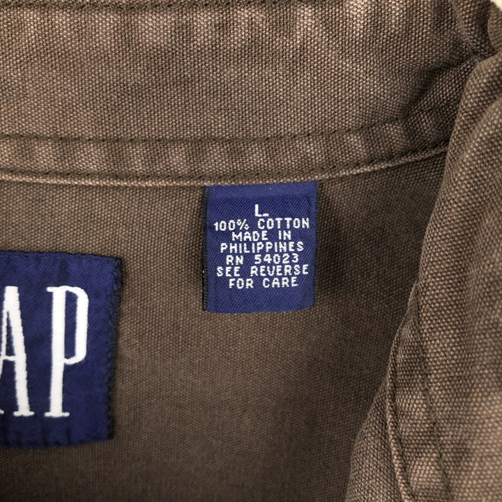 90'S GAP (Old GAP) Long-Sleeve Work Shirt, Men's Size L (approx.) cotton brown type Vintage Second Hand