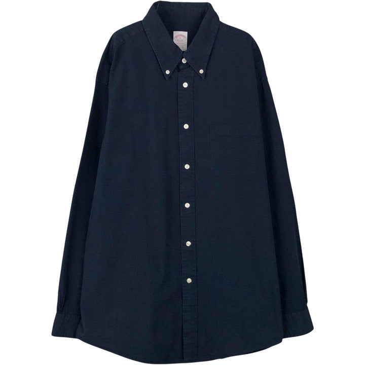 Brooks Brothers Est.1818 MADISON Seersucker Long-Sleeve Button-Down Shirt, Men's Size XL (approx.) cotton navy blue type Vintage Second Hand