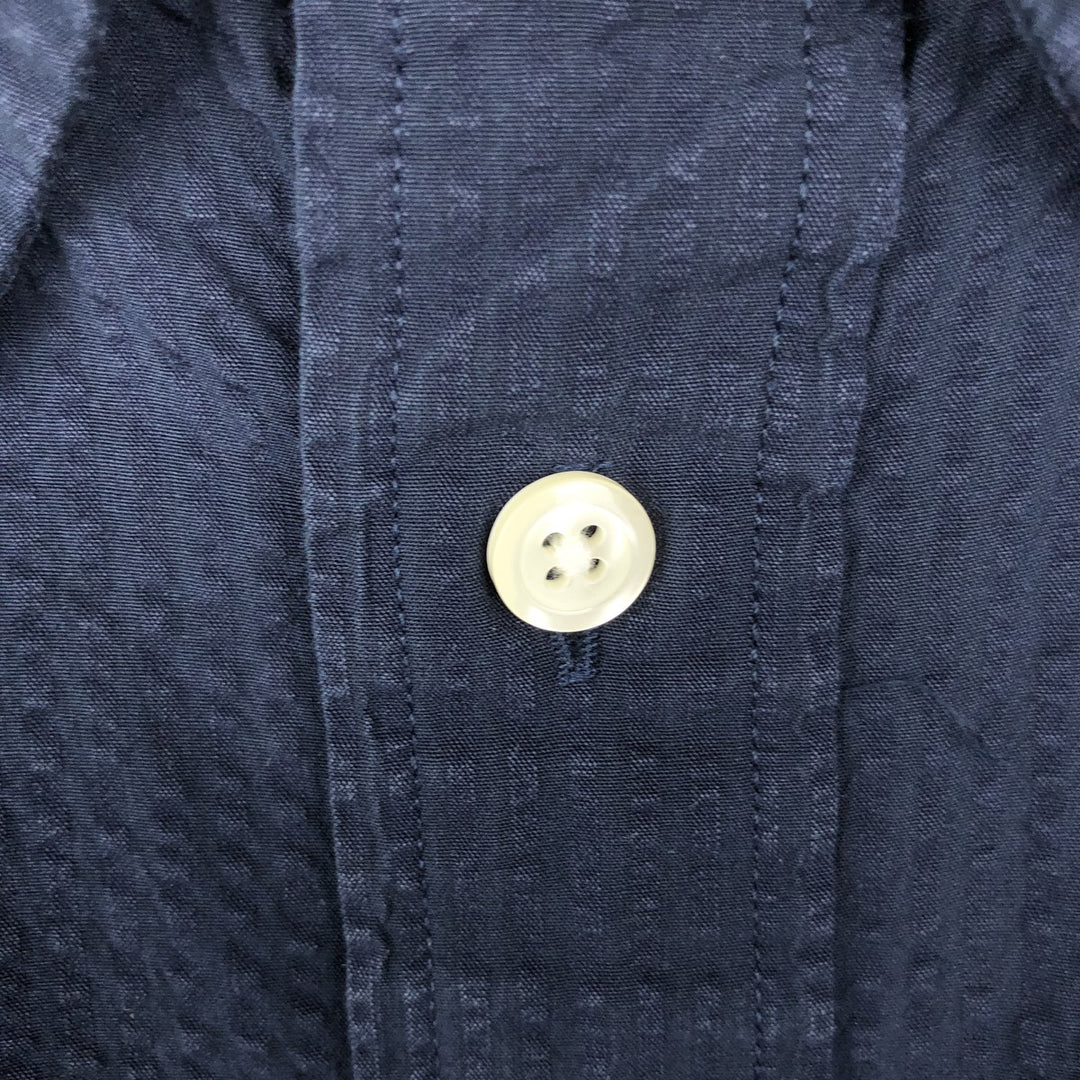 Brooks Brothers Est.1818 MADISON Seersucker Long-Sleeve Button-Down Shirt, Men's Size XL (approx.) cotton navy blue type Vintage Second Hand
