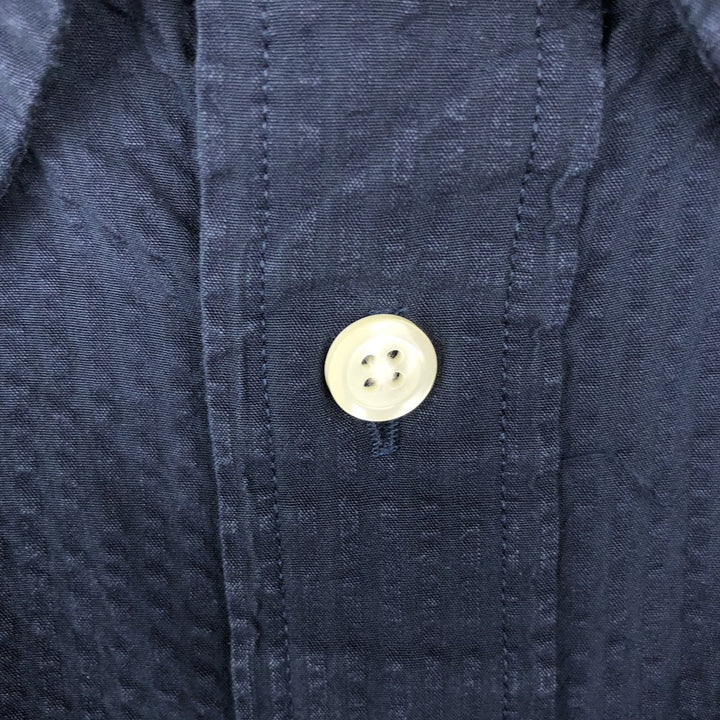 Brooks Brothers Est.1818 MADISON Seersucker Long-Sleeve Button-Down Shirt, Men's Size XL (approx.) cotton navy blue type Vintage Second Hand