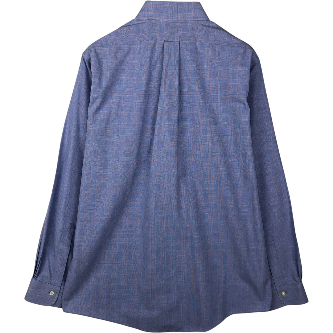Brooks Brothers long-sleeved button-down check shirt, men's size M cotton blue type Vintage Second Hand