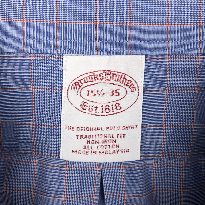 Brooks Brothers long-sleeved button-down check shirt, men's size M cotton blue type Vintage Second Hand