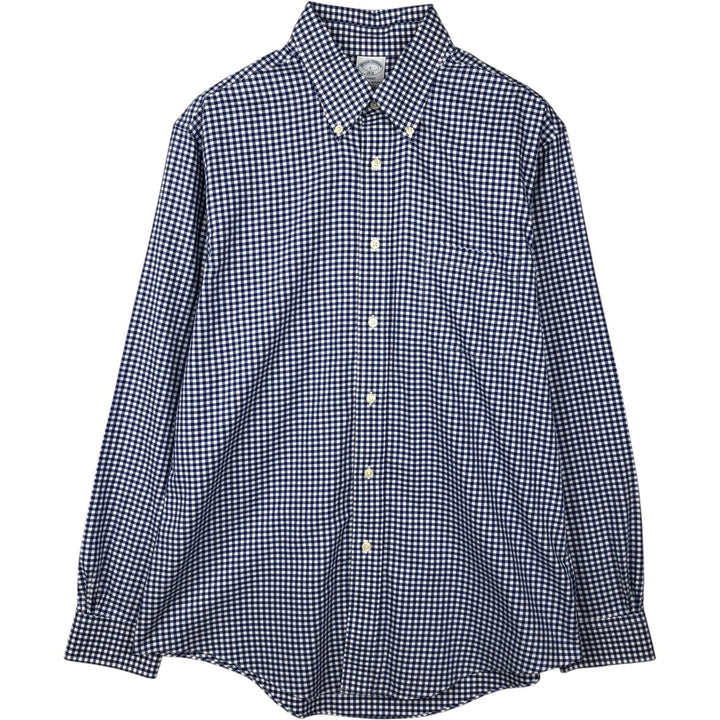 Brooks Brothers Est.1818 Gingham Check Long Sleeve Button-Down Check Shirt Men's Size L cotton blue type Vintage Second Hand