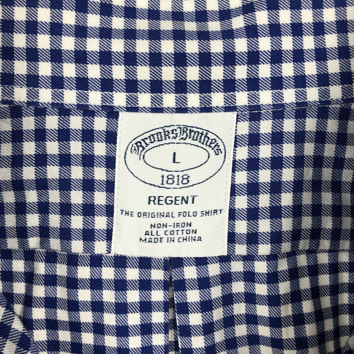 Brooks Brothers Est.1818 Gingham Check Long Sleeve Button-Down Check Shirt Men's Size L cotton blue type Vintage Second Hand