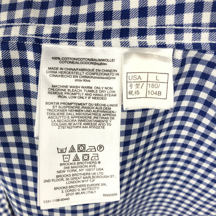 Brooks Brothers Est.1818 Gingham Check Long Sleeve Button-Down Check Shirt Men's Size L cotton blue type Vintage Second Hand