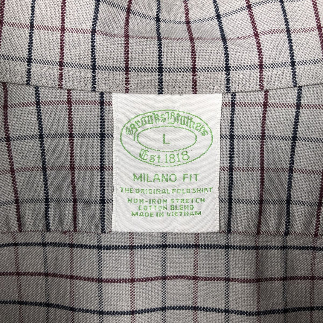 Brooks Brothers Est.1818 Check Pattern Long Sleeve Button-Down Check Shirt, Men's Size L cotton gray type Vintage Second Hand