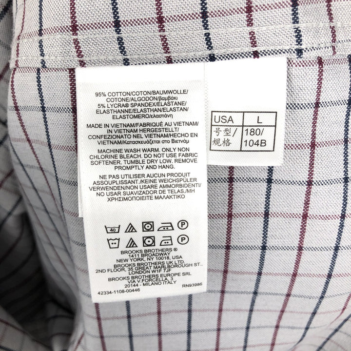 Brooks Brothers Est.1818 Check Pattern Long Sleeve Button-Down Check Shirt, Men's Size L cotton gray type Vintage Second Hand