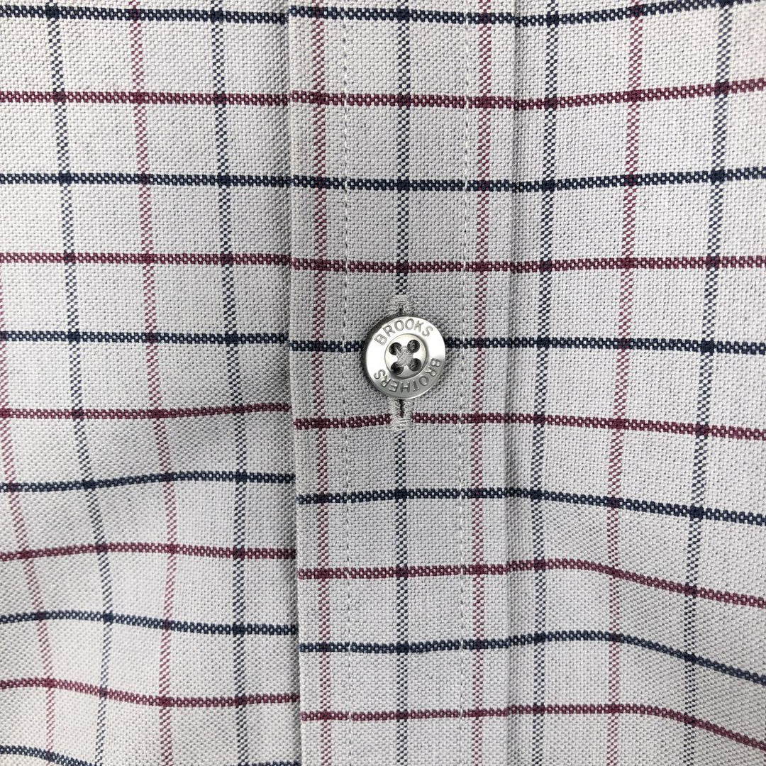 Brooks Brothers Est.1818 Check Pattern Long Sleeve Button-Down Check Shirt, Men's Size L cotton gray type Vintage Second Hand