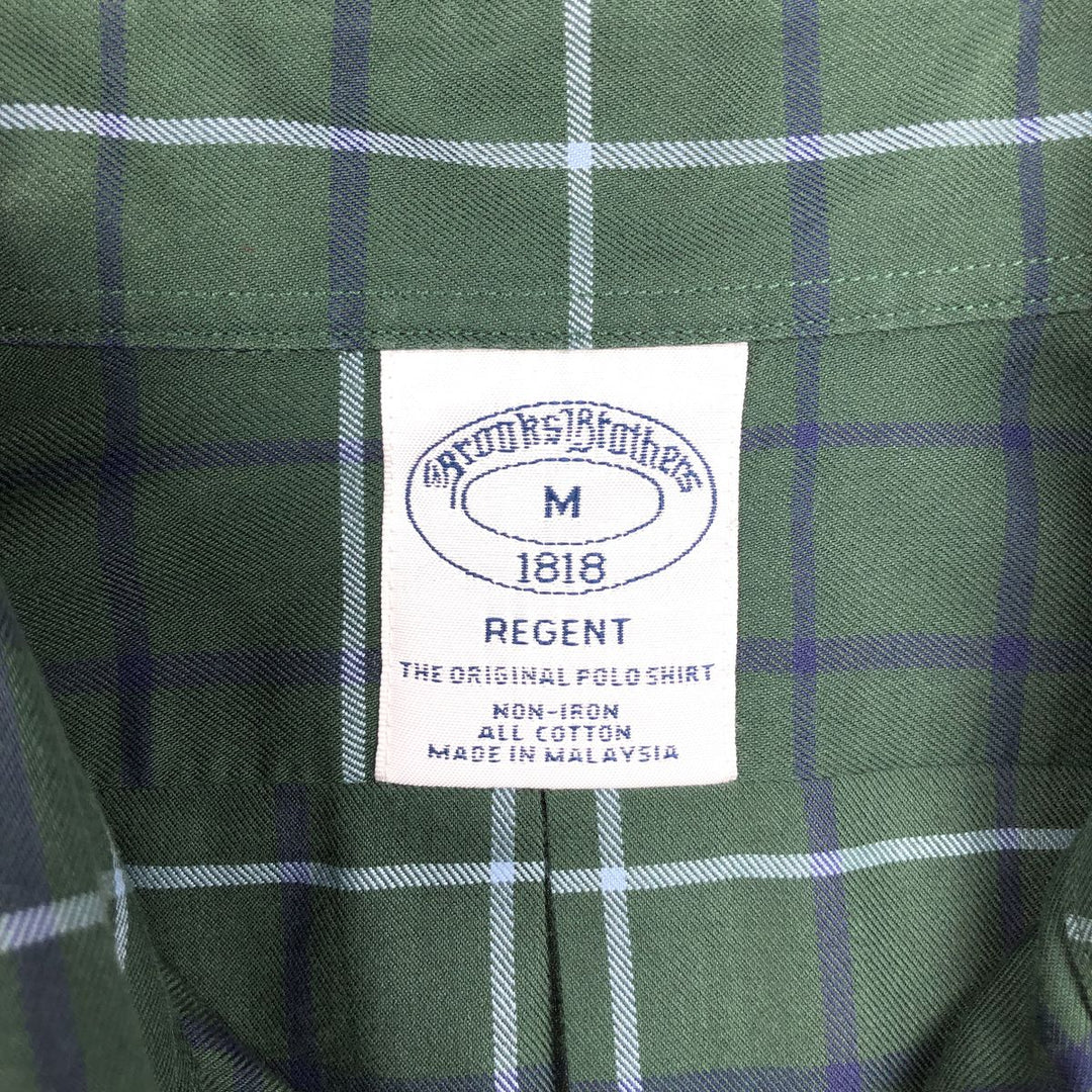 Brooks Brothers 1818 Long Sleeve Button-Down Check Shirt, Men's Size M cotton green type Vintage Second Hand
