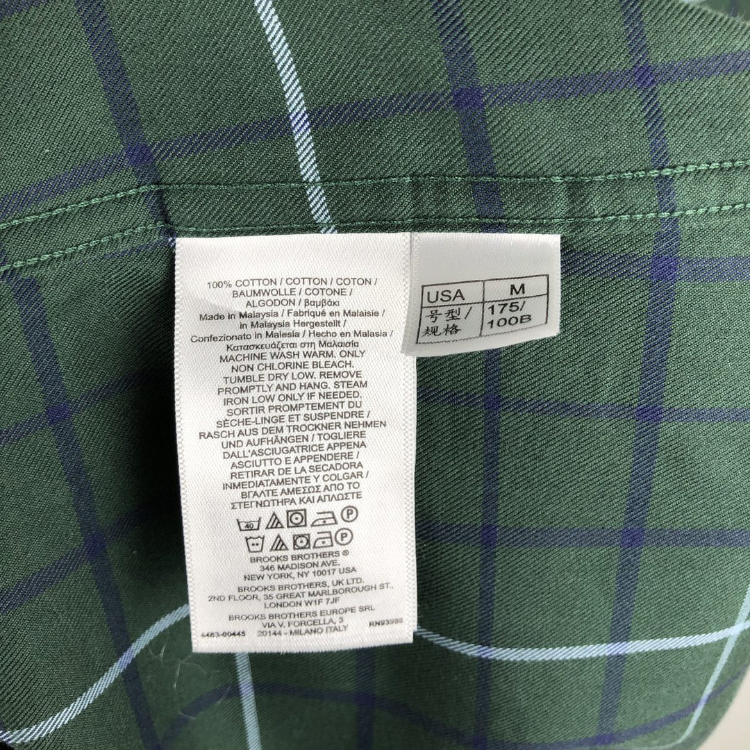 Brooks Brothers 1818 Long Sleeve Button-Down Check Shirt, Men's Size M cotton green type Vintage Second Hand