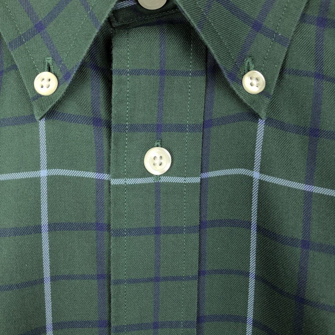 Brooks Brothers 1818 Long Sleeve Button-Down Check Shirt, Men's Size M cotton green type Vintage Second Hand