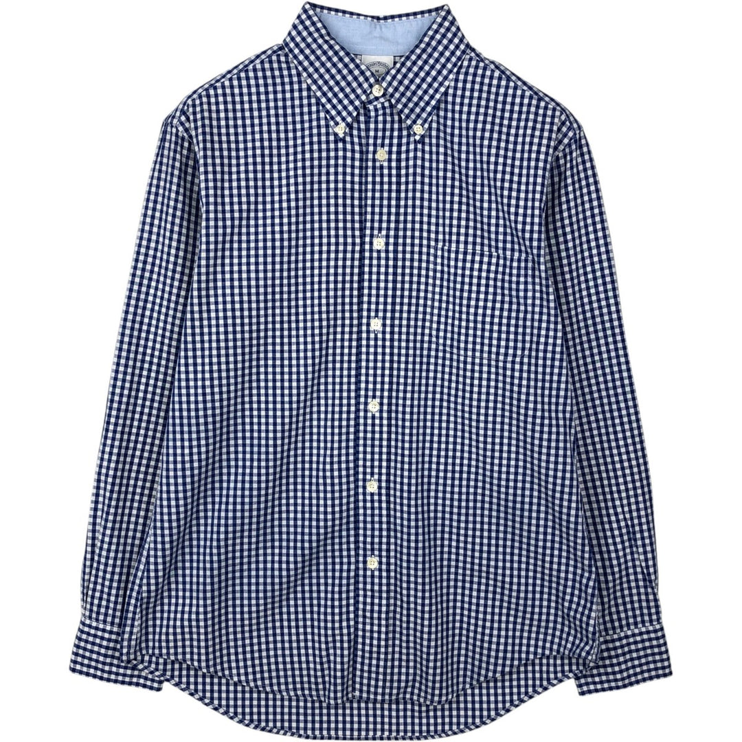 Brooks Brothers 1818 Long Sleeve Button-Down Check Shirt, Men's Size M cotton blue type Vintage Second Hand