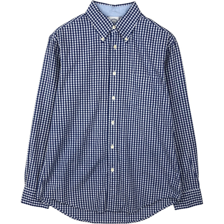 Brooks Brothers 1818 Long Sleeve Button-Down Check Shirt, Men's Size M cotton blue type Vintage Second Hand