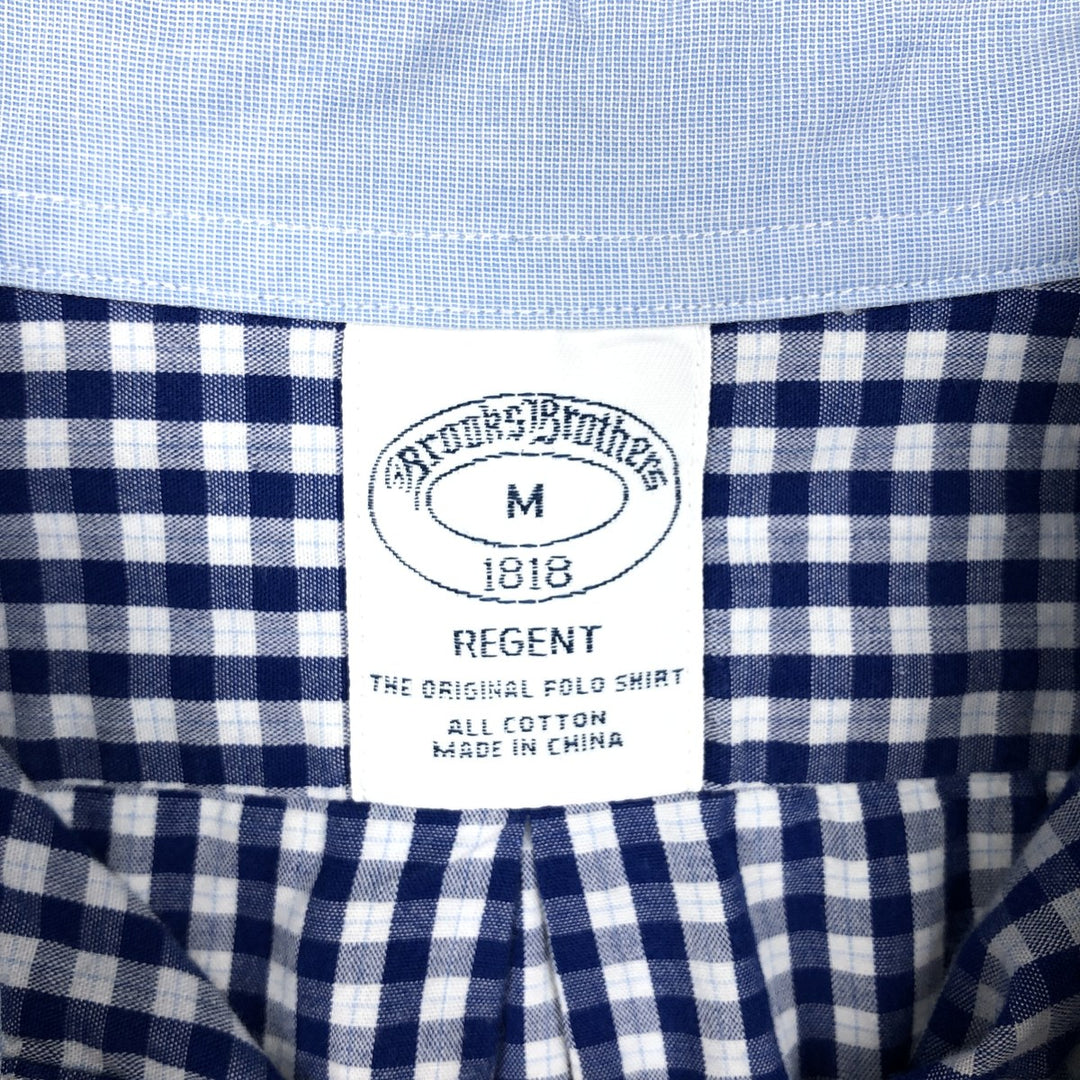 Brooks Brothers 1818 Long Sleeve Button-Down Check Shirt, Men's Size M cotton blue type Vintage Second Hand
