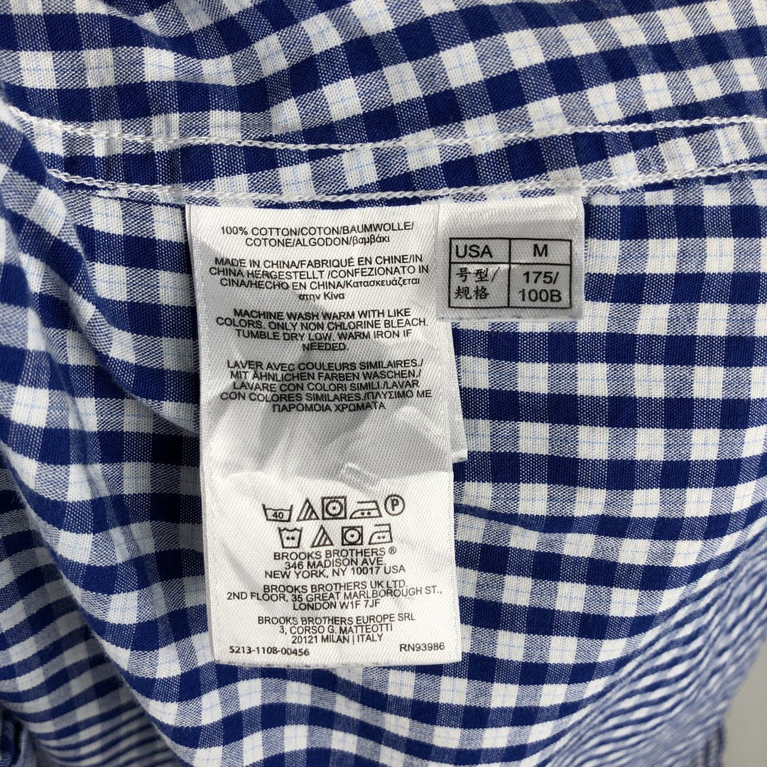 Brooks Brothers 1818 Long Sleeve Button-Down Check Shirt, Men's Size M cotton blue type Vintage Second Hand