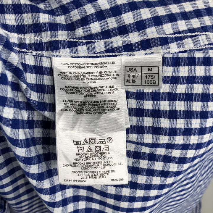 Brooks Brothers 1818 Long Sleeve Button-Down Check Shirt, Men's Size M cotton blue type Vintage Second Hand