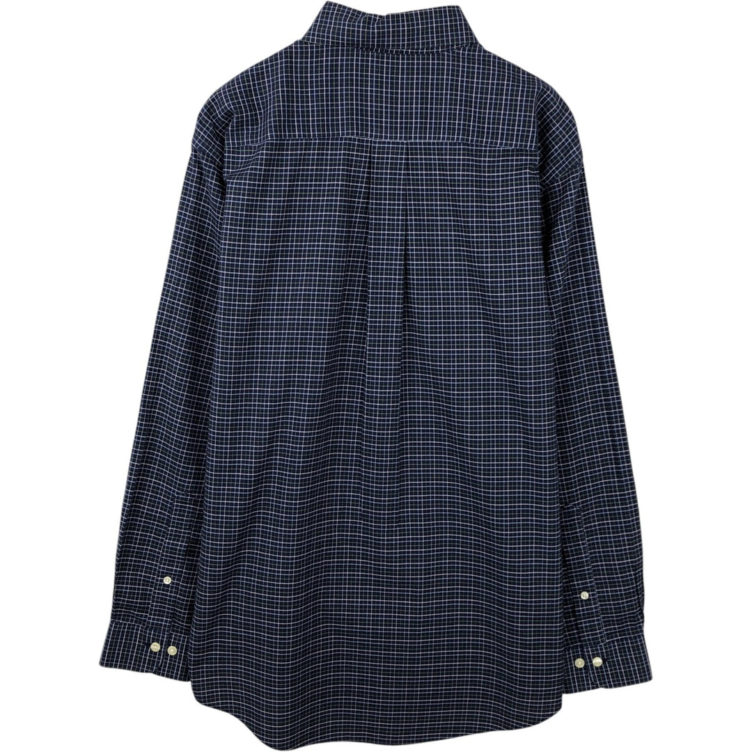 Brooks Brothers 346 Check Pattern Long-Sleeve Button-Down Check Shirt, Men's Size M (approx.) Supima Cotton navy blue type Vintage Second Hand