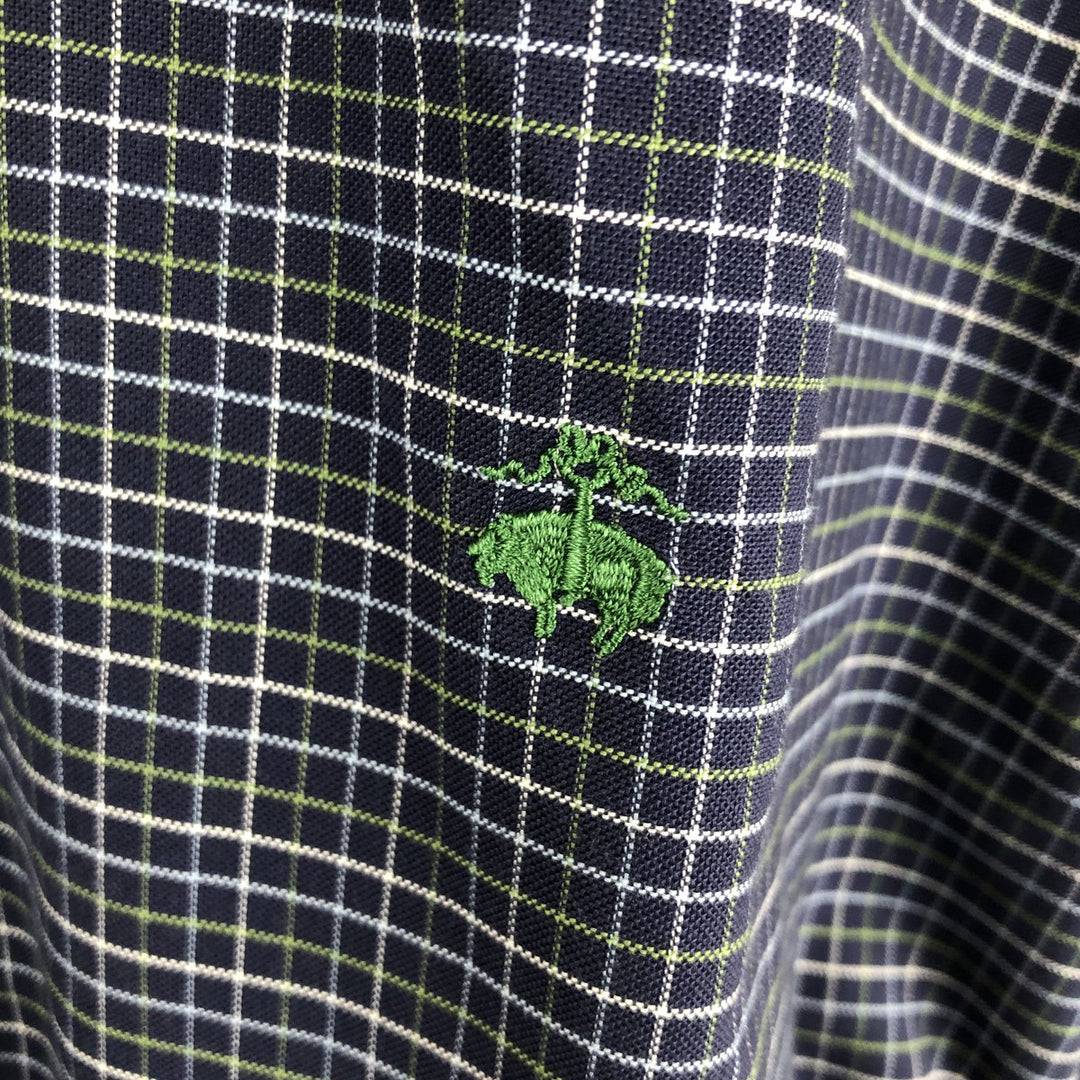 Brooks Brothers 346 Check Pattern Long-Sleeve Button-Down Check Shirt, Men's Size M (approx.) Supima Cotton navy blue type Vintage Second Hand
