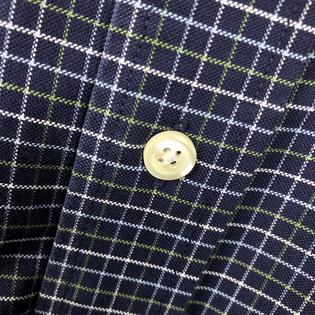 Brooks Brothers 346 Check Pattern Long-Sleeve Button-Down Check Shirt, Men's Size M (approx.) Supima Cotton navy blue type Vintage Second Hand