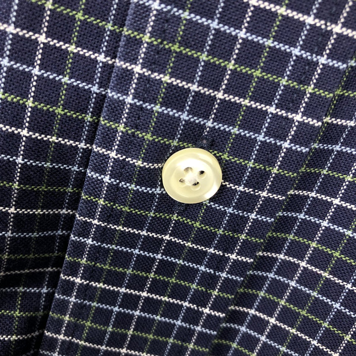 Brooks Brothers 346 Check Pattern Long-Sleeve Button-Down Check Shirt, Men's Size M (approx.) Supima Cotton navy blue type Vintage Second Hand