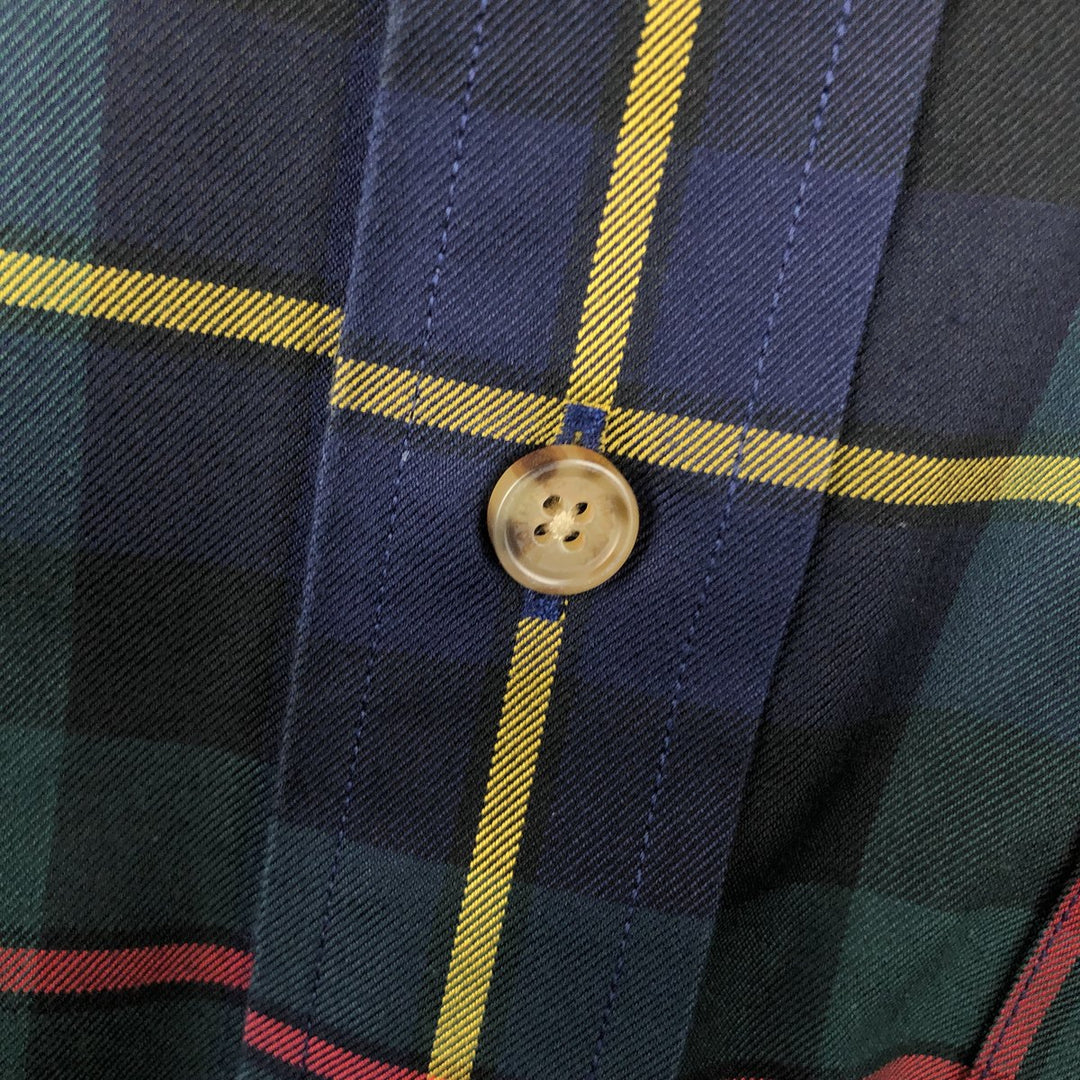 Brooks Brothers Est.1818 Long Sleeve Button-Down Check Shirt, Men's Size L Supima Cotton Green type dark green Vintage Second Hand