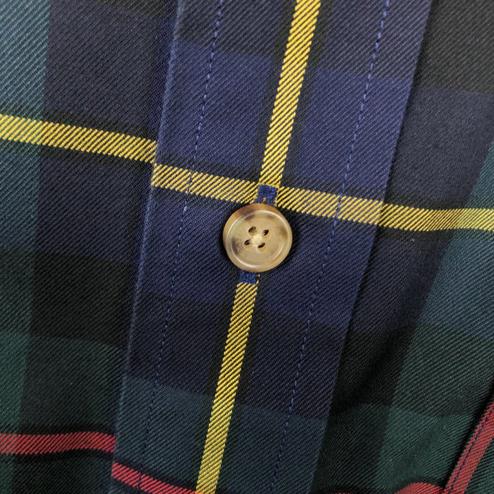 Brooks Brothers Est.1818 Long Sleeve Button-Down Check Shirt, Men's Size L Supima Cotton Green type dark green Vintage Second Hand