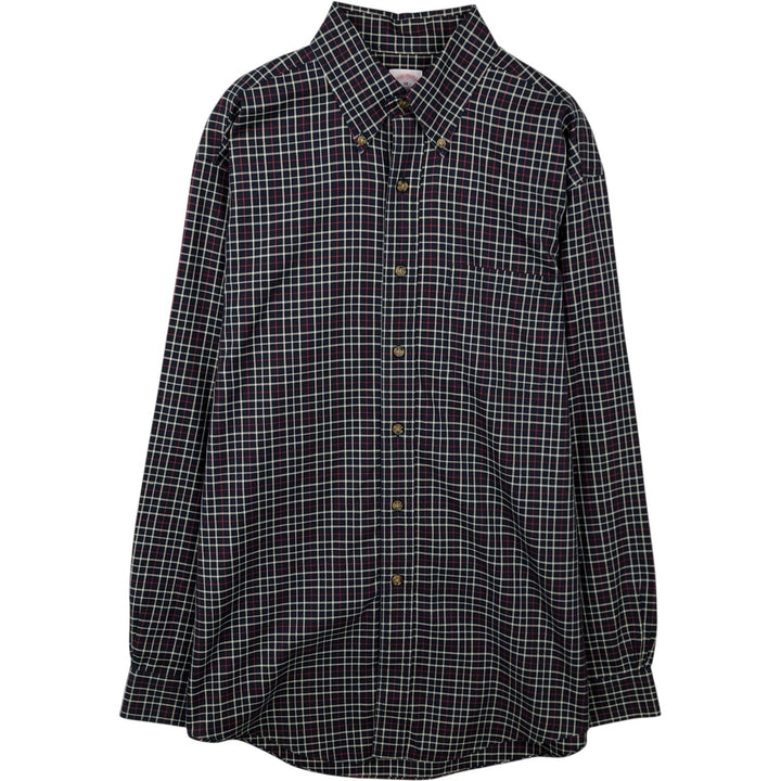 Brooks Brothers Est.1818 Long Sleeve Button-Down Check Shirt, Men's Size M cotton navy blue type Vintage Second Hand