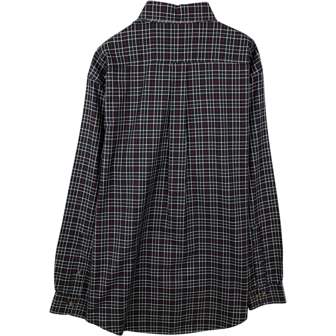 Brooks Brothers Est.1818 Long Sleeve Button-Down Check Shirt, Men's Size M cotton navy blue type Vintage Second Hand