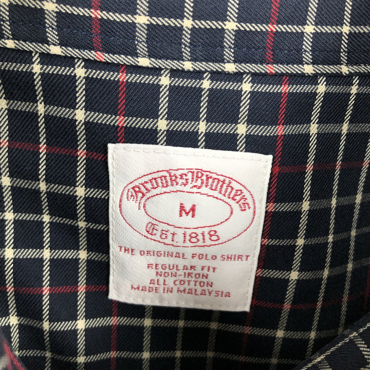 Brooks Brothers Est.1818 Long Sleeve Button-Down Check Shirt, Men's Size M cotton navy blue type Vintage Second Hand