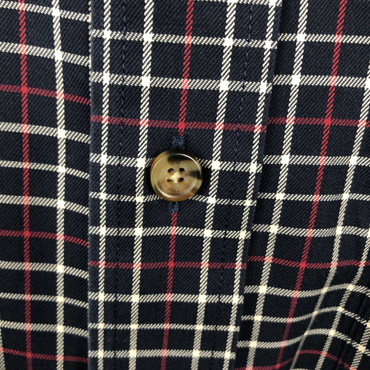 Brooks Brothers Est.1818 Long Sleeve Button-Down Check Shirt, Men's Size M cotton navy blue type Vintage Second Hand